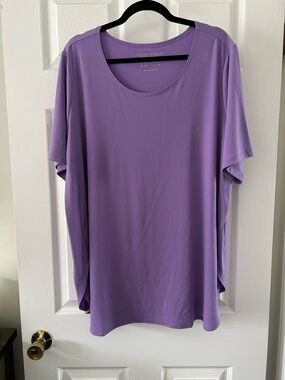 Susan Graver Lavender Scoop-Neck Short Sleeve Tee